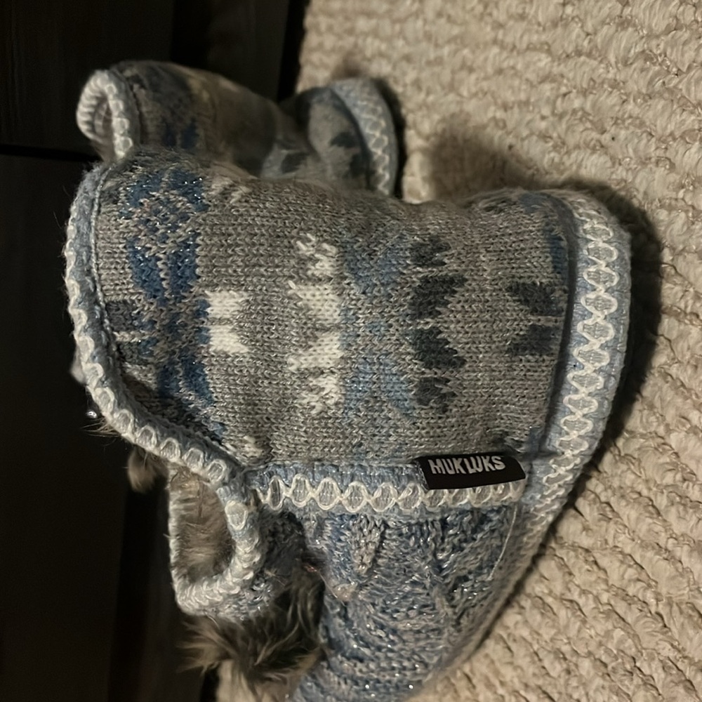 Muk Luks Blue Slipper Boots - Picture 2 of 6